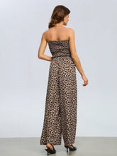2pcs Women's Bohemian Leopard Print Bandeau And Pants Set
